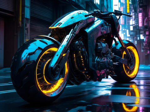 Futuristic super motorbike. Cyberpunk Futuristic Motorcycle