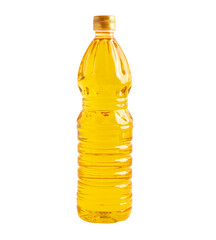 Vegetable oil with olive oil in different bottle for cooking isolated on white background with...