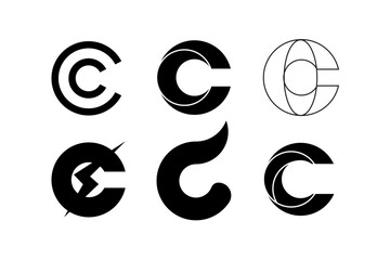 creative letter C logo icon set. design for business of luxury, elegant, simple. - obrazy, fototapety, plakaty