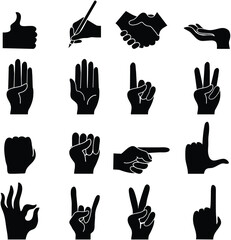 Human hands icons collection silhouette design
