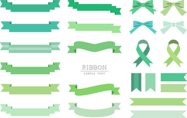 緑のリボン イラスト素材セット / vector eps 