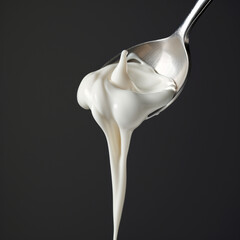 spoon with thick thermostatic yogurt created with Generative Ai