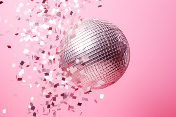 Pink  disco ball with pink disco lights