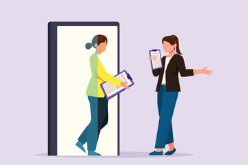 Fototapeta premium Change job or career. Improvement or progression concept. Colored flat vector illustration isolated.