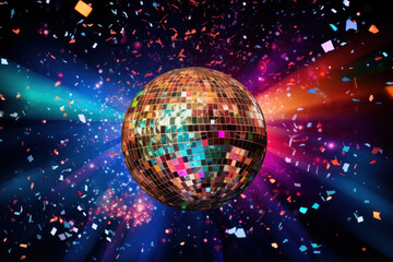Obraz premium Colourful disco ball with disco lights