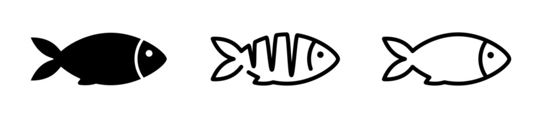 Fish vector icon. Fish icon set. Fish or seafood symbol.