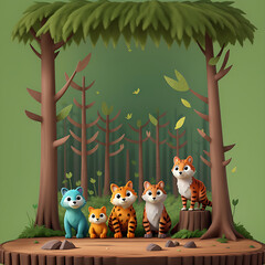 Obraz na płótnie Canvas World Wildlife Day with the animal in forest , digital craft style.