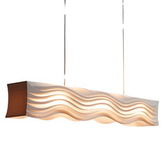 front view of Linear Wave LED hanging pendant lamp isolated on a white transparent background 
