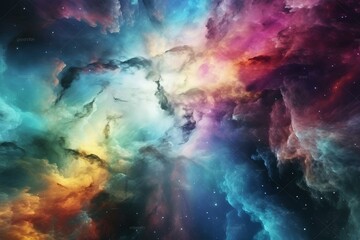 Colorful galactic nebula. Generative AI - obrazy, fototapety, plakaty