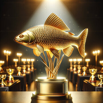 Fish Golden Trophy, Fishing Contest Trophy, Fishing Cup Trophy, Fishing Tournament Trophy