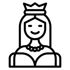 Princess icon vector image. Can be used for Fairytale.