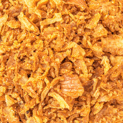 Crispy Roasted Onions as a textured background. Dried fried onions Roasted Onions