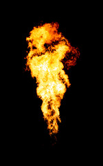 Fire comet isolated on black, flame ball, fireball