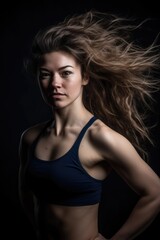 Fototapeta na wymiar cheerleading, fitness and portrait of woman in studio for gymnastics, training and motivation