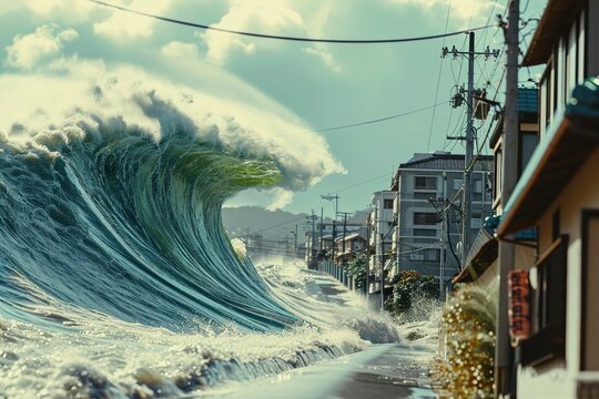 日本の災害のイメージ写真（地震・津波・復興）