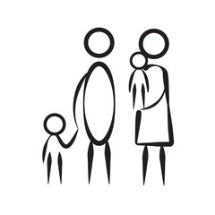 Adults and children hold hands symbol. Family parent child icon. Editable stroke. Vector illustration EPS 10.