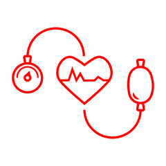 Pressure blood high or low icon, measurement arterial pressure, cardio vascular dystonia, medical tool, thin line web symbol on white background. Editable stroke. Vector illustration EPS 10.