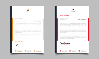 Obraz premium Red And Yellow Modern Business Letterhead Simple clean Template Designrhead Template Design
