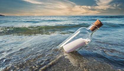 Message in a bottle at the sea - obrazy, fototapety, plakaty