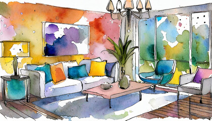 Modern living room retreat. Clean lines, neutral palette