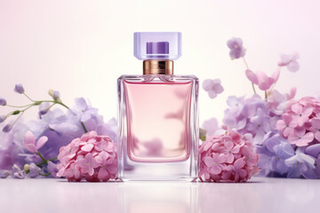 Obraz na płótnie Canvas Floral Perfume Bottle on White Background