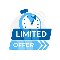 Stopwatch with LIMITED OFFER sign, symbolizing urgent sales promotion and exclusive time-sensitive deals