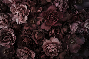 Beige and chocolate peonies background 