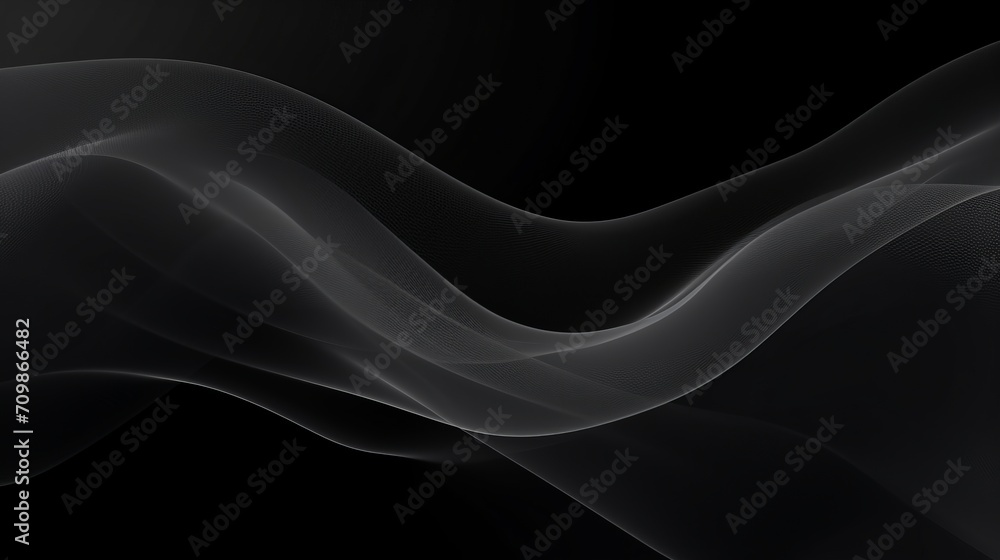 Poster dynamic waves: abstract anthracite net grid texture on black background - web design concept