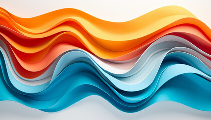 Utilize generative design to depict waves or ripples of different colored powders flowing across the frame, creating a visually appealing and harmonious pattern against the white background - obrazy, fototapety, plakaty