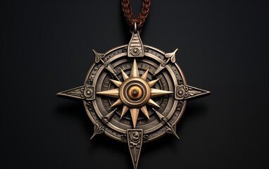 Fototapeta na wymiar Metal compass pendant,created with Generative AI tecnology. 