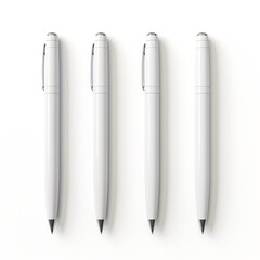 Fototapeta premium Realistic image of three white pens on a white background created with Generative Ai