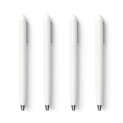Fototapeta premium Realistic image of three white pens on a white background created with Generative Ai