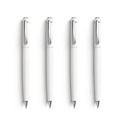 Realistic image of three white pens on a white background created with Generative Ai