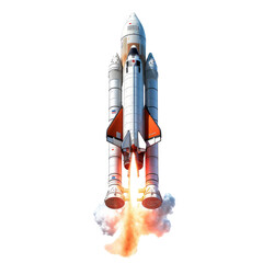Photorealistic rocket launch, transparent background generative ai