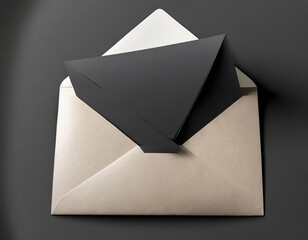 3D envelope with a black folded sheet of paper inside