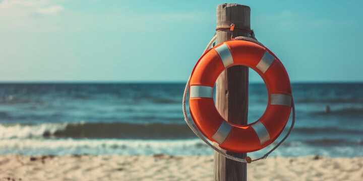 
life buoy on the beach, water safety, Emergency Preparedness, Beach Lifeguard Station