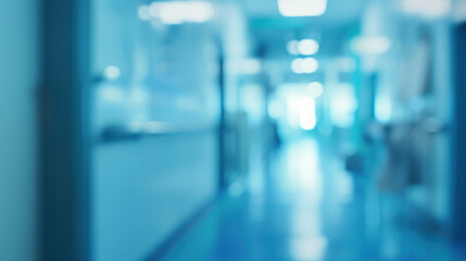 Medical blurred blue hospital background with space for text. Copy space - obrazy, fototapety, plakaty