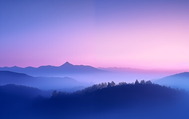 Fototapeta premium Purple toned sunrise mountain scenery,created with Generative AI tecnology.