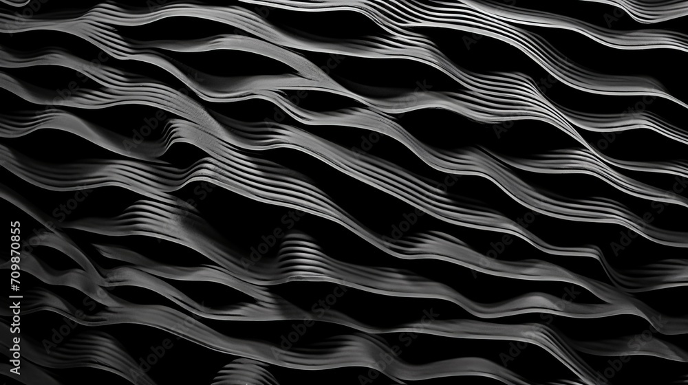 Poster abstract black wave pattern texture background with flowing curves for creative designs and projects
