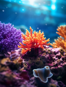 Brightly colored coral,created with Generative AI tecnology.