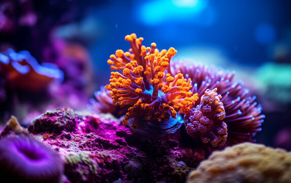 Brightly colored coral,created with Generative AI tecnology.
