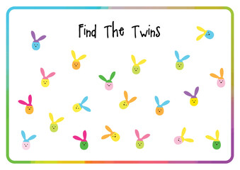 Find the twins. Identical colors. Color matching. Worksheet education activity.