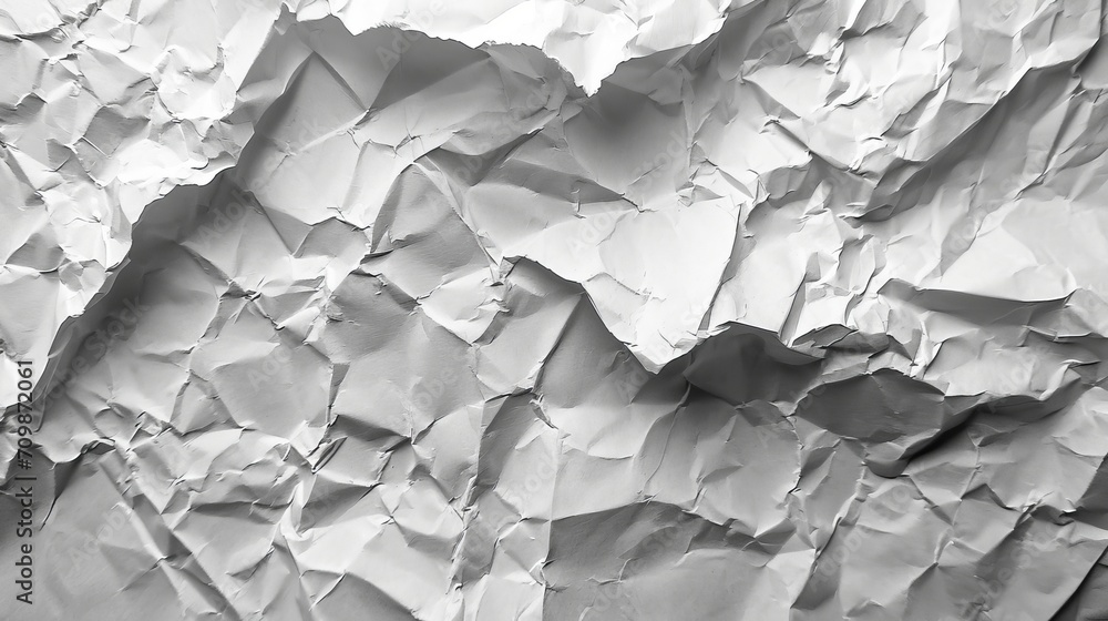 Poster the crumpled white paper is an abstract shape background with space for text.