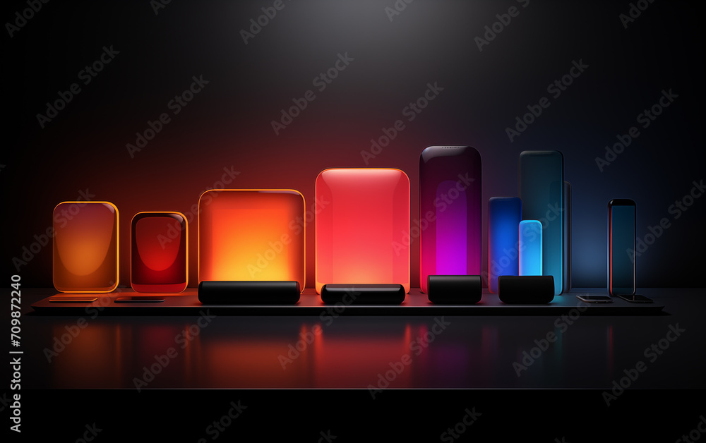 Wall mural neon color abstract squares background,created with generative ai tecnology.