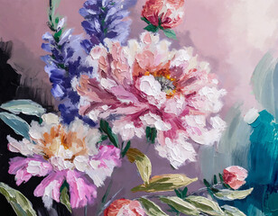 Elegant and beautiful oil painting flower illustration