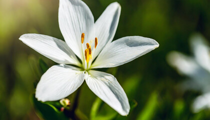 Elegant white flower stem. Aesthetic floral simplicity composition. Close up view flower
