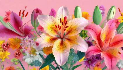 Enchanting lily pattern, real flowers, macro photography, very beautiful plants