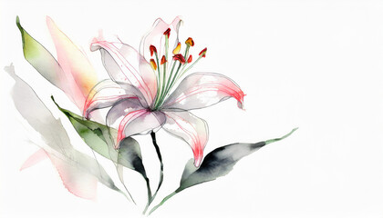 Enchanting lily pattern_ flower template_ watercolor art_ hand drawn illustration