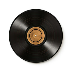 Obraz premium Black Record on White Background, Classic Vinyl Music Symbol
