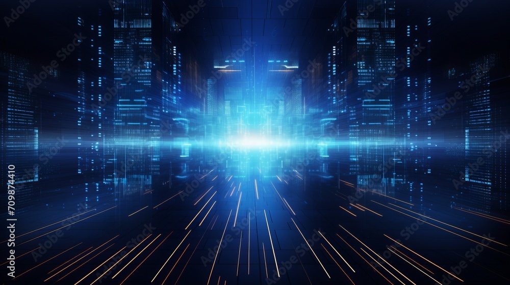 Poster dynamic digital abstraction: futuristic hi-tech background with a modern touch. conceptual illustrat